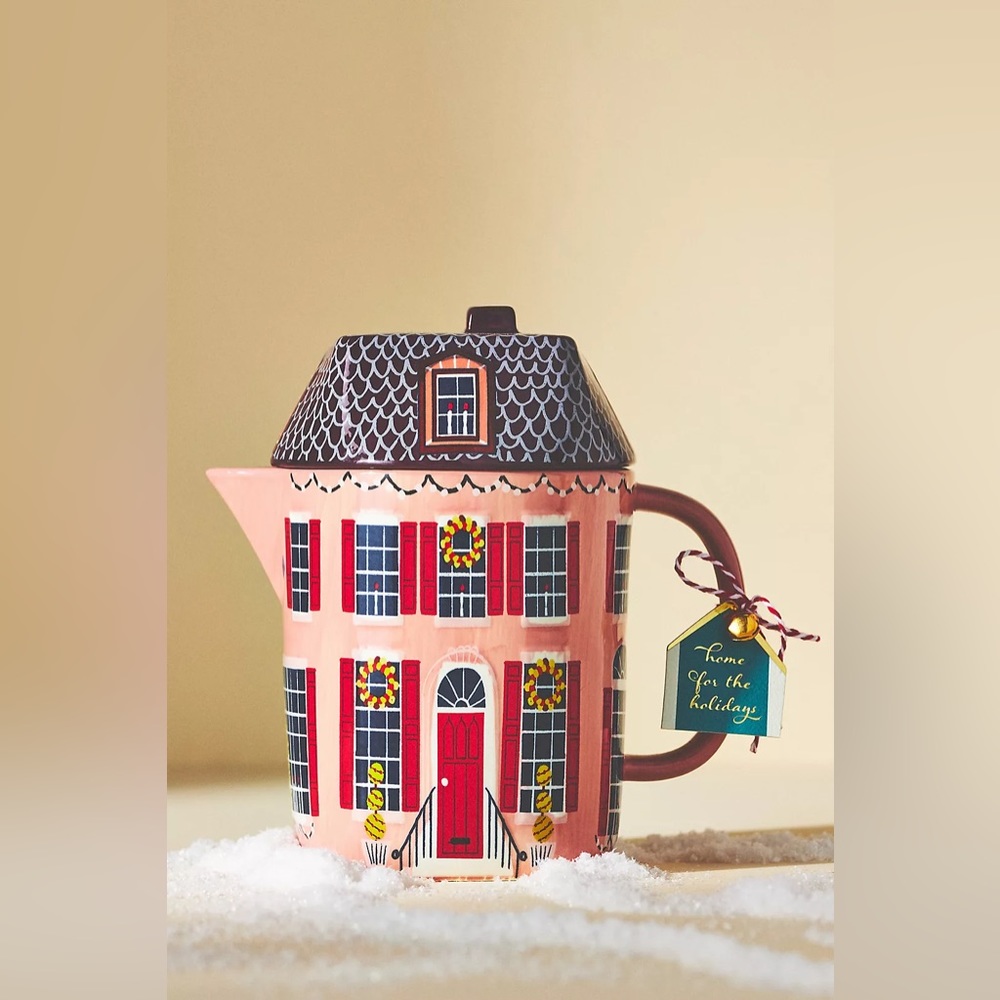 NWT Anthropologie Christmas Chalet Teapot